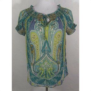 Dressbarn Top Size MP Paisley Sequins Sheer Boho